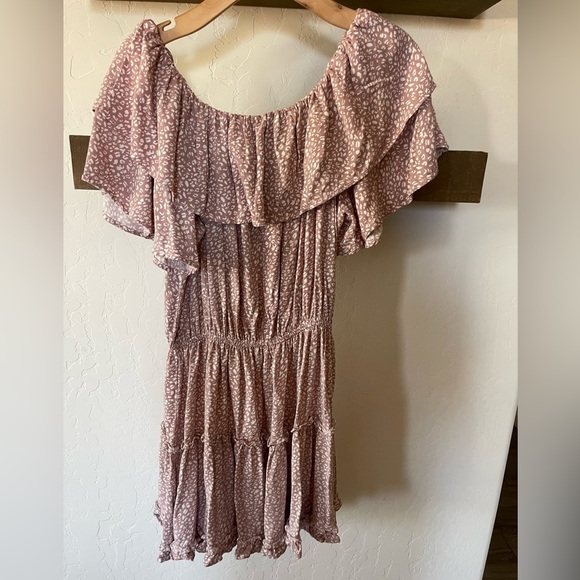 White Birch| Blush Pink Polka Dot Tiered Ruffle Mini Dress, Babydoll Style••• - Picture 3 of 12